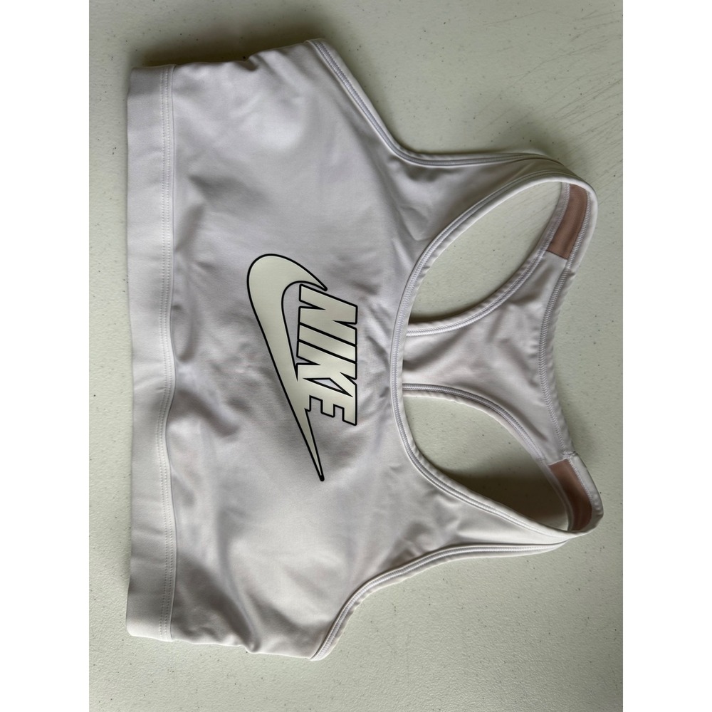 Nike Womens Swoosh Medium Support Racerback Sports Bra White Large BV3643-100